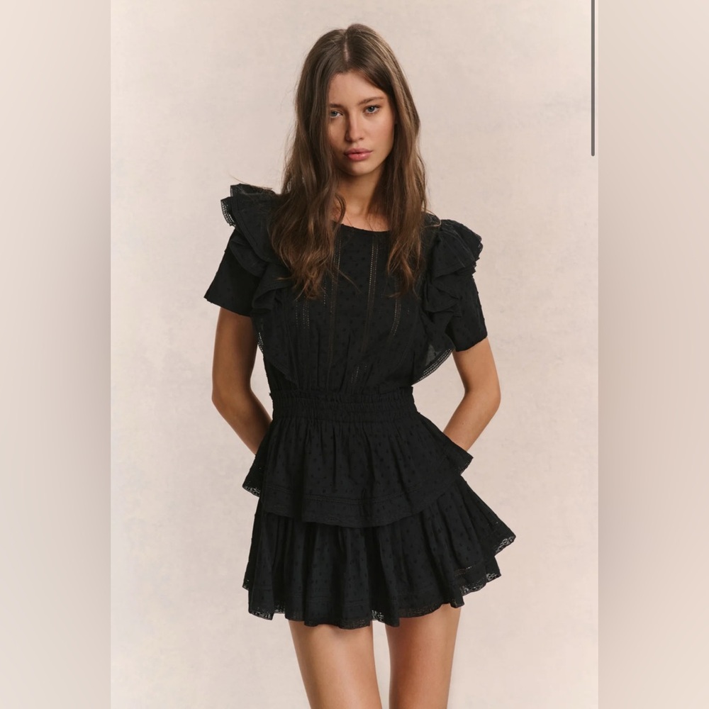 LoveShackFancy Black Stella Dress size Small